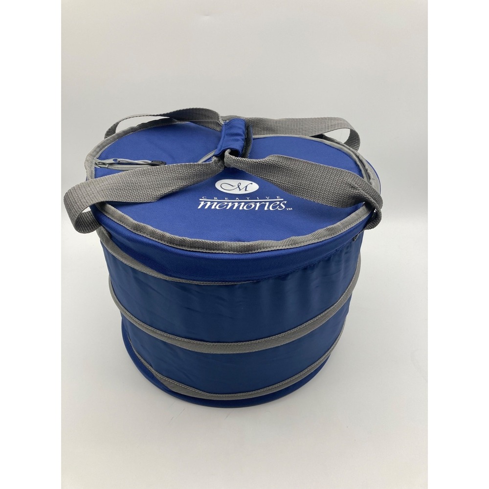 Creative Memories Blue Collapsible Insulated Cooler Tote Bag Round Pop Up